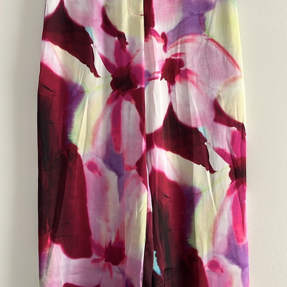 ZARA Satin Floral Print Palazzo Pant Trousers - Picture 7 of 16